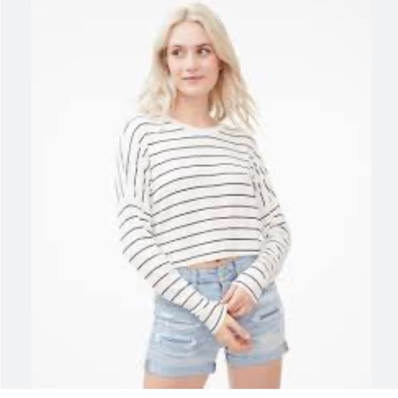 Aeropostale Tops - Aeropostale Black and White Striped Crop Top